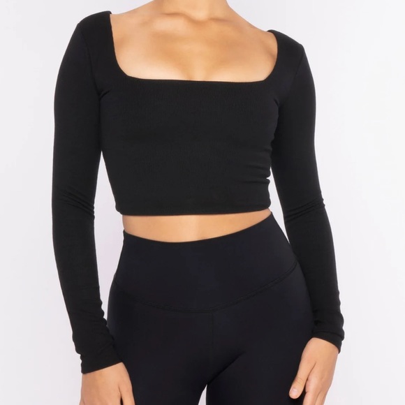 Parallel Apparel | Tops | Parallel Apparel Rib Square Neck Long Sleeve  Small | Poshmark